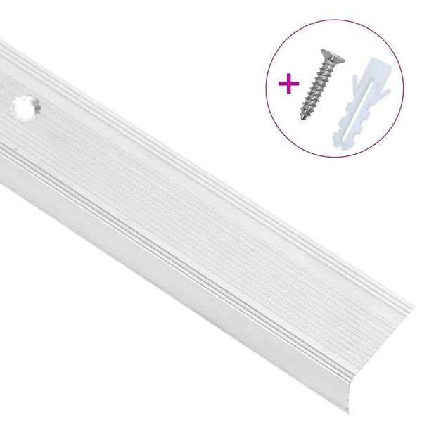 vidaXL kāpņu profili, 15 gb., L forma, 100cm, sudraba krāsas alumīnijs