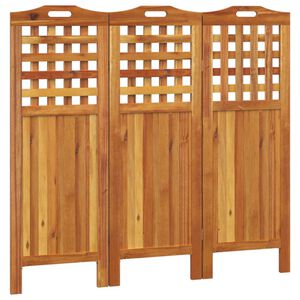 vidaXL 3-paneļu istabas aizslietnis, 121,5x2x115cm, akācijas masīvkoks