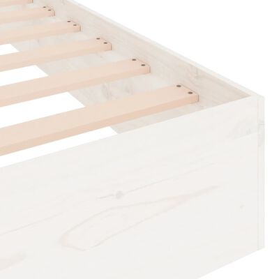 vidaXL gultas rāmis, balts, masīvkoks, 135x190 cm, divvietīgs