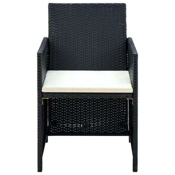 vidaXL 4-daļīgs dārza atpūtas mēbeļu komplekts ar matračiem, PE, melns