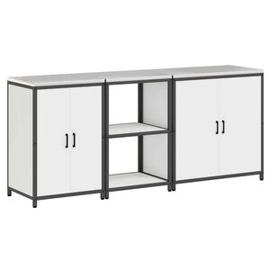 vidaXL Virtuves glabāšanas komplekts ar plauktu 3 pcs Balts Tērauds