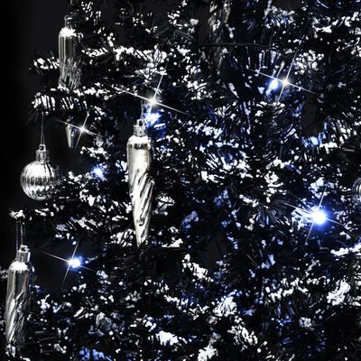 vidaXL mākslīgā Ziemassvētku egle ar pamatni, melna, 140 cm, PVC