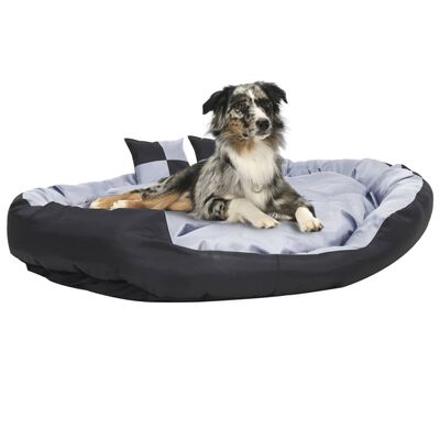 vidaXL suņu matracis, pelēks ar melnu, divpusējs, 150x120x25 cm