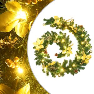 vidaXL Ziemassvētku vītne ar LED lampiņām, 2,7 m, zaļa, PVC