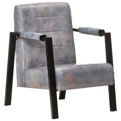 vidaXL atpūtas krēsls, 60x80x87 cm, pelēka dabīgā kazas āda