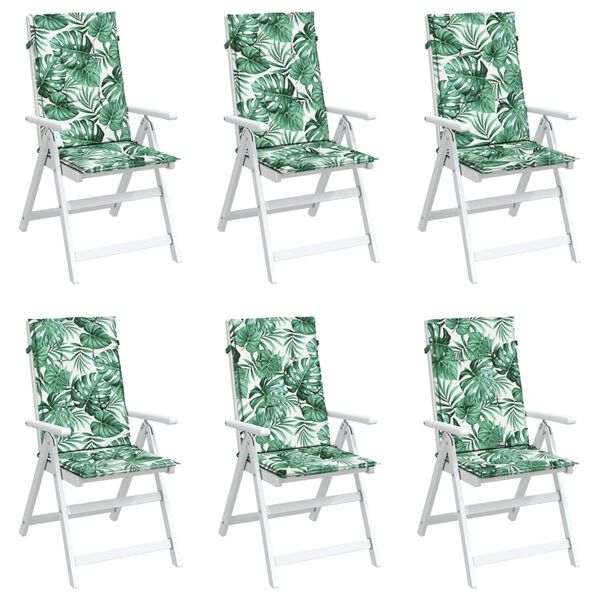 vidaXL krēslu spilveni, 6 gab., lapu apdruka, audums