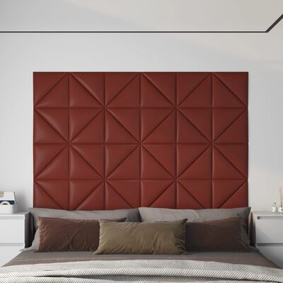 vidaXL sienas paneļi, 12 gab., sarkani, 30x30 cm, mākslīgā āda, 0,54m²