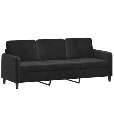 vidaXL trīsdaļīgs dīvānu komplekts ar spilveniem, melns samts