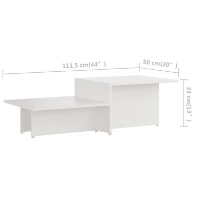 vidaXL kafijas galdiņš, balts, 111,5x50x33 cm, inženierijas koks