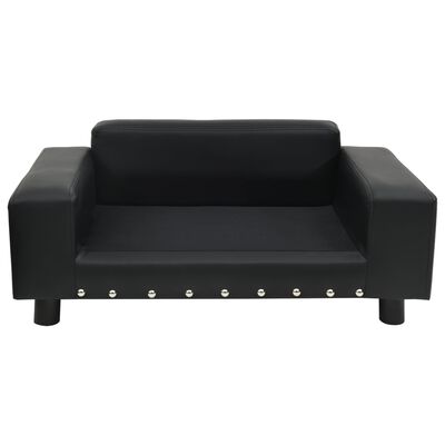vidaXL suņu dīvāns, melns, 81x43x31 cm, plīšs, mākslīgā āda