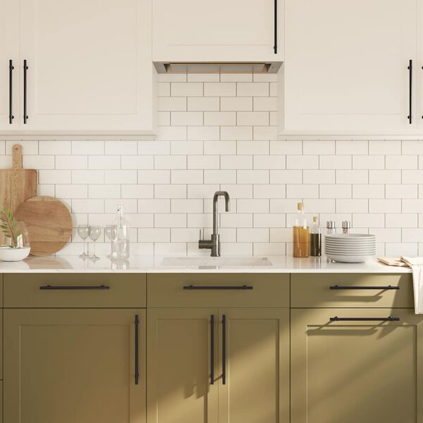 vidaXL skapja rokturi, 5 gab., melni, 224 mm, nerūsējošais tērauds