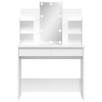 vidaXL spoguļgaldiņš ar LED, balts, 96x40x142 cm