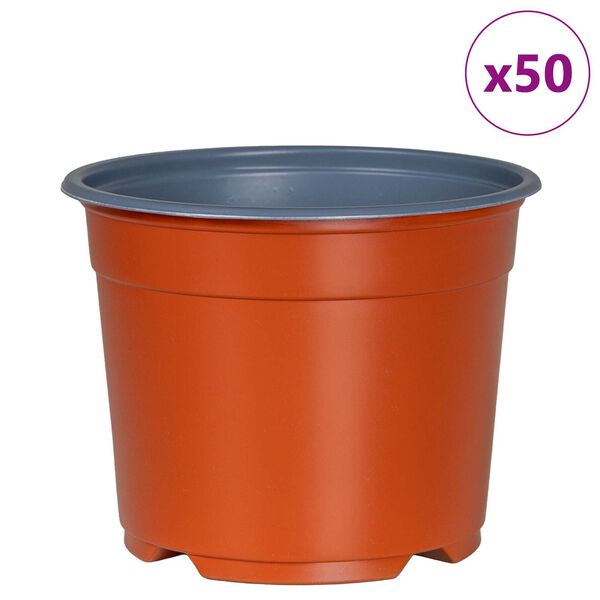 vidaXL Ziedu pods 50 pcs Sarkanbrūns &Oslash; 15 x 12.5 cm Plastmasa