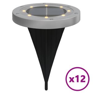 vidaXL solārās zemes gaismas ar zemes tapām, āra 12 gab., silti baltas