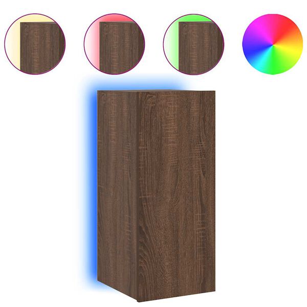 vidaXL TV plaukti ar LED lampiņām, 30,5x35x70 cm, brūna ozola