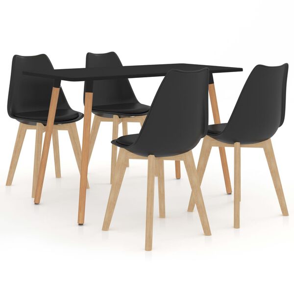 vidaXL 5-daļīgs virtuves mēbeļu komplekts, melns