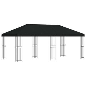 vidaXL Dārza Paviljons 6 x 3 m Melns Poliesters un tērauds 190 gsm