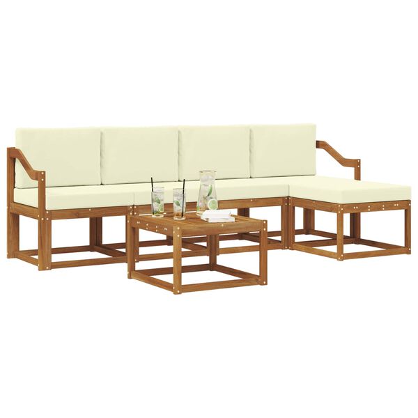 vidaXL Āra dīvānu komplekts ar spilvenu 6 pcs Dabisks un krējuma