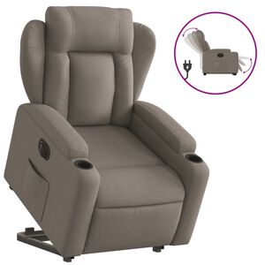 vidaXL elektrisks atpūtas krēsls, paceļams/atgāžams, pelēkbrūns audums