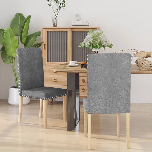 vidaXL virtuves krēsli, 2 gab., gai&scaron;i pelēks audums