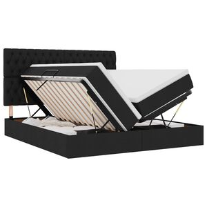 vidaXL Glabā&scaron;anas gulta ar galvas klāju Melns 180 x 200 cm Audums