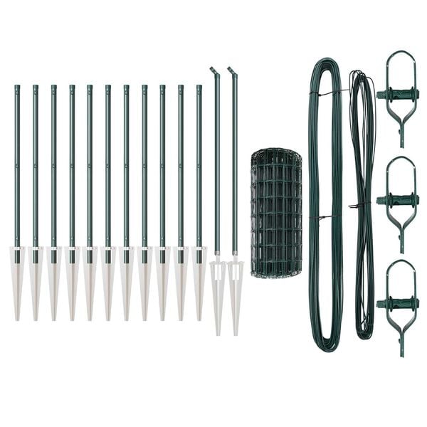 vidaXL Žogs ar stabu Zaļa 0,4 x 25 m Tērauds un PVC