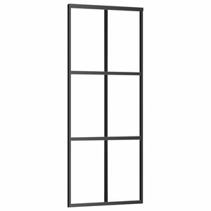 vidaXL bīdāmās durvis, 76x205 cm, ESG stikls, melns alumīnijs