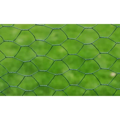 vidaXL sieta žogs, cinkots tērauds, sešstūra, 1x25 m, tumši zaļš