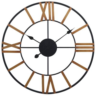 vidaXL sienas pulkstenis, 70 cm, metāls, zelta un melna krāsa