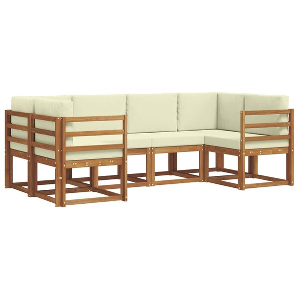 vidaXL Āra dīvānu komplekts ar spilvenu 6 pcs Dabisks un krējuma