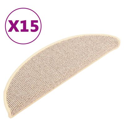 vidaXL kāpņu paklāji, 15 gab., 56x17x3 cm, balti un brūni