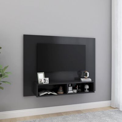 vidaXL sienas TV plaukts, pelēks, 120x23,5x90cm, skaidu plātne