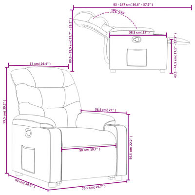 vidaXL atpūtas krēsls, paceļams, kapučīno krāsas mākslīgā āda