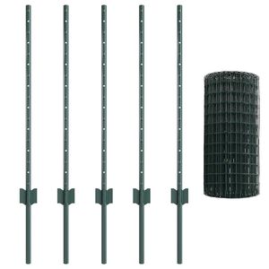 vidaXL Eiropas žogs ar stabu 10 x 0,8 m PVC pārklāts tērauds Zaļa
