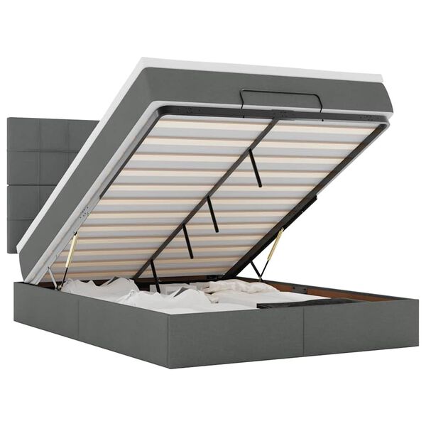 vidaXL Osmaņu gulta ar matraci, tum&scaron;i pelēks, 140x190cm, audums