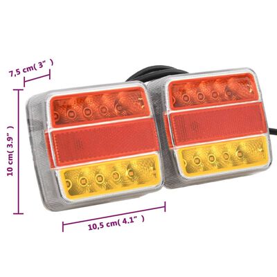 vidaXL piekabes lukturi, 2 gab., sarkani, 10,5x7,5x10 cm, 12 V, LED