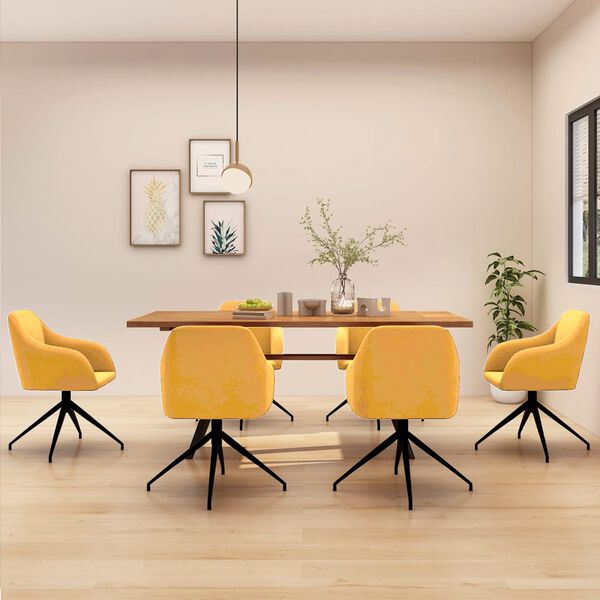 vidaXL virtuves krēsli, 6 gab., sinepju dzeltens samts