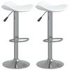 vidaXL bāra krēsli, 2 gab., balti, hromēts tērauds, mākslīgā āda