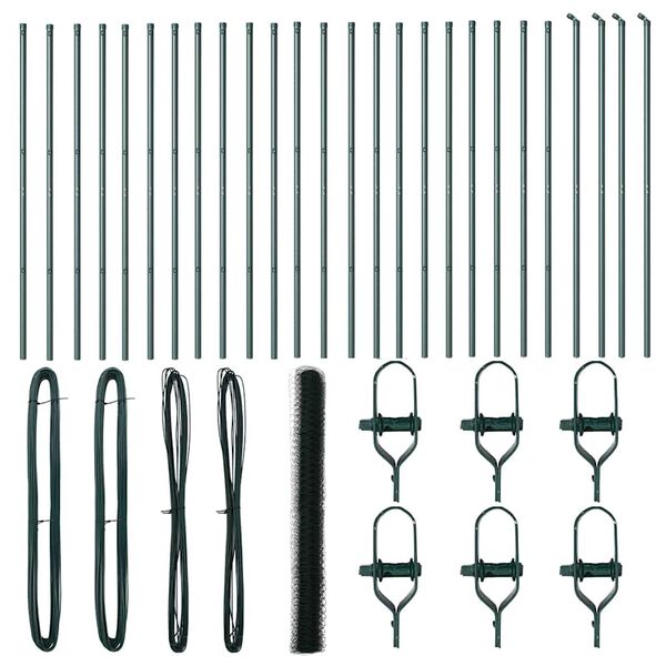 vidaXL Žoga āķis Zaļa 50 x 1,5 m (50 mm siets) Tērauds un PVC