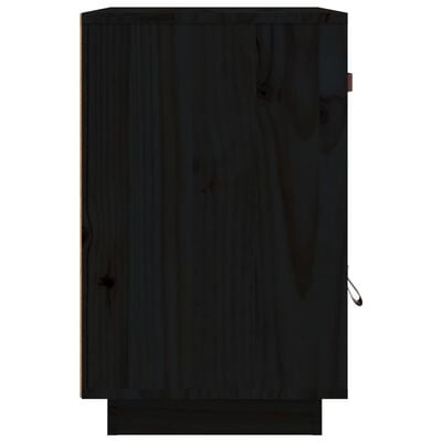 vidaXL naktsskapītis, melns, 40x34x55 cm, priedes masīvkoks