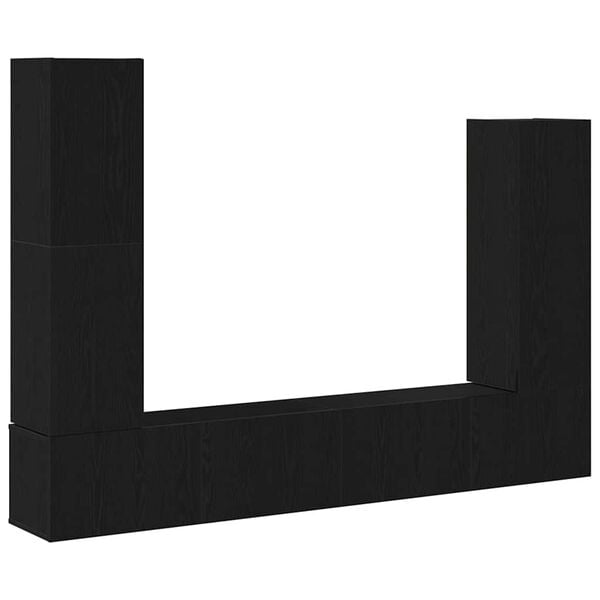 vidaXL TV skapī&scaron;u komplekts 6 pcs Melns ozolkoks Inženierijas koks