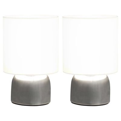 vidaXL galda lampas, 2 gab., skārienjūtīga poga, baltas, E14