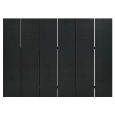 vidaXL 6-paneļu istabas aizslietnis, melns, 240x180 cm, tērauds