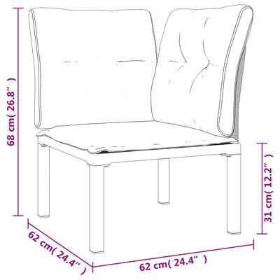 vidaXL dārza stūra krēsli ar spilveniem, 2 gab., melna PE rotangpalma