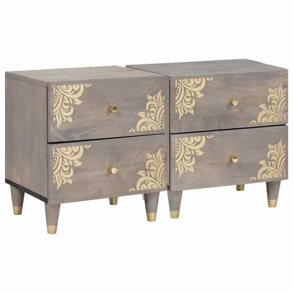 vidaXL Nakts skapītis 2 pcs Pelēka 40 x 33 x 46 cm Cieta mango koksne