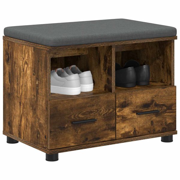 vidaXL Zāles sols ar spilvenu Dūmaka ozols 60 x 38 x 46 cm