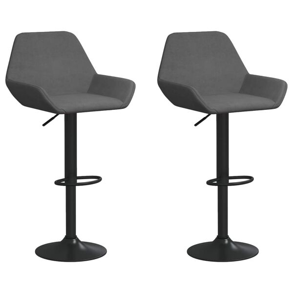 vidaXL bāra krēsli, 2 gab., tum&scaron;i pelēks samts