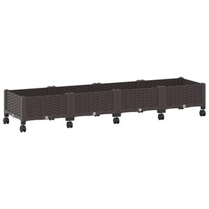 vidaXL Dārza podiņ&scaron; ar riteņiem Brūna 160 x 40 x 29 cm PP