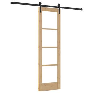 vidaXL Slīdo&scaron;ās durvis 61 x 198,5 cm Masīvkoks no priedes un stikls