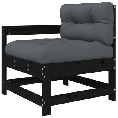 vidaXL dārza krēsli ar matračiem, 2 gab., melns priedes masīvkoks